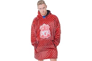 Liverpool F.C. Hoodie Blanket Mesh Oversized Adult loungegown Football Fan Gifts for Men Official Licensed Exclusive One Size Red/Black