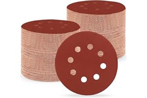 Huopueit 150 Pezzi Dischi Abrasivi 125 mm, grana 400 Carta Vetrata Abrasiva 8 fori per Levigatrice Orbitale Casuale (150 pezzi,grana 400)