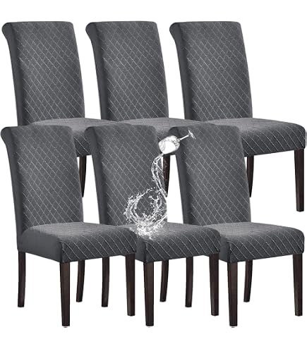 Lot De 4 Housses Extensibles Pour Chaises En Polaire Jacquard - Imperméables Et Lavables - Adaptables 33-45 Cm