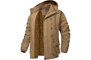 KEFITEVD Men's Winter Jackets Hooded Fleece Jackets Windproof Bomber Cargo Jacket Military Coats with Multi Pockets