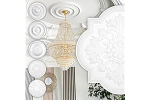 HEXIM Perfect rosette stucco - grand choix de rosettes de plafond en mousse dure de PU, robuste, élément décoratif (B3078 - Ø 508 mm) Lustre bordure médaillon décoration intérieure