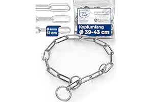 NIETFULLTHINGS Nierdzewny łańcuszek z blokadą do treningu psów – obroża dla psa ze stali nierdzewnej – długie ogniwa 4 mm grubości – długość 51 cm naszyjnik dla psa z ogranicznikiem ciągu