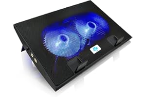 AABCOOLING NC35 - Refroidisseur PC Portable avec 2 Ventilateurs et Rétroéclairage LED Bleu, Support Ventilé Pour Ordinateur, Refroidisseur pour Ordinateur, Refroidissement PC Portable et Consoles