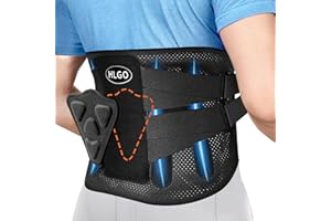 HLGO Rückenstützgürtel mit Stützstreben + 3D Lendenpolster, Rückenbandage Lendenwirbelgürtel für Damen/Herren, Bequem Atmungsaktiv Stabil, Lindern Schmerzen im unteren Rücken bei Arbeit/Sport (XL)