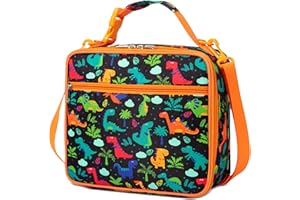 ZyXSQoraphic Sac à déjeuner isotherme pour enfant, Avec sangle réglable, Sac isotherme pour enfants, Pour l'école, le travail, Pour garçons et filles, Motif dinosaure