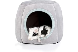 ONEJU Meerschweinchen Haus, Meerschweinchen Bett, Kaninchenbett, Kaninchen Haus, ideales Zubehoer für kleine Haustiere, Grau