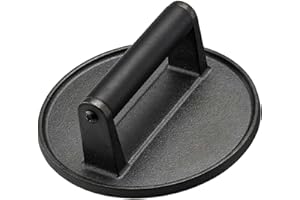 HULISEN Pre Seasoned 6.5" Cast Iron Smashed Burger Press, Heavy Duty Burger Smasher for Griddle, Cast Iron Press for Smashing Hamburger, Cooking Weight Press, Food Press, Meat Smasher, 2.1lb