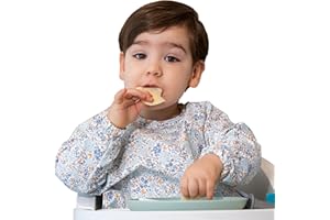 TINY WOLFIE Babero con Mangas Impermeable Bebé ideal BLW. Babi Guardería para Comer y Pintar con Manga Larga Niños y Niñas de 6 a 36 Meses hasta 3 Años. Fácil Limpieza. Muy Suave. Regalo Bebe Navidad