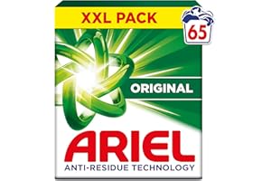 Ariel Original, Lessive en Poudre, 65 Lavages (3.7kg), Action Détachante En 1 Seul Lavage, Dissolution Rapide Même à Froid, Fabriqué en France