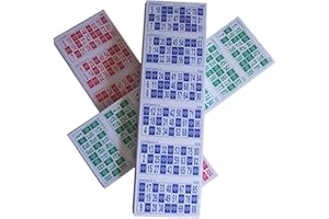KEKA 900 Cartones de Bingo Tricolor (3 Series de 300 en Azul, Rojo y Verde) de Usar y Tirar tachandolos o Reutilizables con fichas (no Incluidas) para Juego de Bingo Tradicional de 90 Bolas