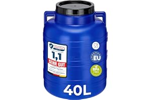 Garronda 40 liter bredhalsfat med lock – BPA-fri HDPE-behållare för vatten, regnvatten, förvaring och djurfoder, livsmedelssä
