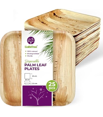 ECO Leaf Lot De 25 Assiettes Jetables En Feuille De Palmier | Assiettes Rondes Compostables De 30 Cm | Écologiques, Biodégradables Et Robustes Pour