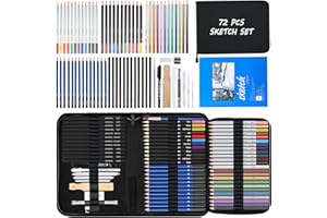 ‎COZII Cozii 72 Zeichnung Skizzen Kit Set, Pro Art Supplies mit Skizzenbuch, Aquarell, Graphit, Bunt, Metallic, Kohle Bleistift, Zeichensatz für Erwachsene Teens Anfänger