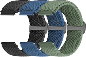 Yunshare Geflochtenes Elastisches Armband Schnellverschluss 18mm 19mm 20mm 22mm 24mm Nylon Uhrenarmband für Samsung/Garmin/Fossil/Amazfit/Huawei Watch Ersatzarmband Damen Herren, 3 Stück