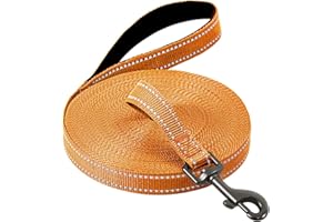 COMSLE Longe pour Chien 3m / 5m /10m /15m /20m, Longue Laisse Réfléchissante pour Chien avec Poignée Rembourrée, Laisses de Dressage pour Chiens avec Crochet Solide de Petites à Grandes Taille