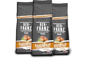 Der-Franz caffè, Aromatizzato alla Nocciola, Caffè Miscela di Arabica e Robusta chicchi interi, 3 x 500 g