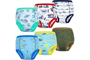 FLYISH DIRECT Culotte Apprentissage Propreté Garcon Respirante, Culotte d'apprentissage Enfant en Coton, Slip d'apprentissage Garçons et filles absorbants, Évidés, 6 paquets, Bleu, 6 ans