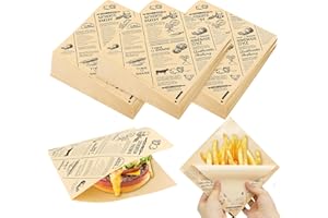 Forbabe 150 Stück Burger Papier Dickes, 18x18cm Burger Tüten Deli Papierblätter, Sandwich Papier, Wasserdicht und Öl Burgerpapier, Dönertüten Pommes für Korb, für Sandwich Pommes Frites