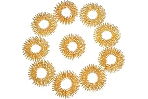 STONHAM 10 Pack Spiky Acupressure Finger Massage Rings: Silent Relief, Pain, Circulation, Stress, Therapy (Gold)