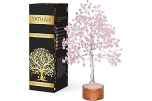 YATHABI Rose Quartz Crystals - Crystal Tree - Bonsai Tree Desk - Gemstones Tree - Crystal Quartz Tree - Feng Shui Tree - Crystals and Gemstones - Crystal Tree of Life - Crystal Gifts - Good Luck Charms…