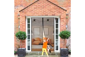 HYNSERV Magnetic Mosquito Insects Doors Screen Anti-Mosquito Window Curtain Top-to-Bottom Seal Automatically 140x205cm Keep Bugs/Flys/Mosquitoes Out Black