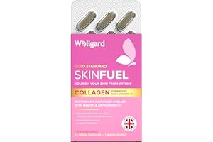 Wellgard Skin Fuel - Hyaluronic Acid, Bamboo Silica, Vitamin C, Zinc, Collagen Support, Vitamins for Skin, Vegan, 30 Capsules