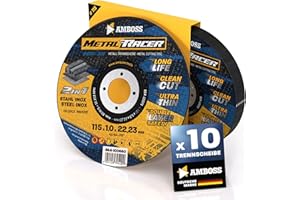 10 discos de corte de metal de 115 x 0 x 22,23 mm de diámetro. El disco de corte de metal Metal Racer by AMBOSS WERKZEUGE es adecuado para acero y acero inoxidable, disco de corte de acero/acero