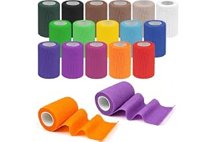 16 rullar självhäftande förband 7,5 cm x 4,5 m förbandsmaterial | Förbandsmaterial för hund katt hästar, elastiskt band bandage fixeringstejp självhäftande för sport första hjälpen