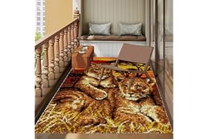 Tehocwiz 40x70 cm Kit Tapis Point Noué à Faire Latch Hook Kit de Tapisserie Kits de Crochet de Loquet Tapis Noué à Nouer Soi-Même Kits pour Adultes Débutants Point de Croix