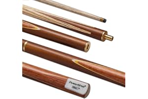 POWERGLIDE One 2-Piece Snooker Pool or Billiard Cue Case & Chalk Set | Ash Wood Cue, Hard Case & Green Chalk | Brass joint | Full Size 57' | 9.5mm tip