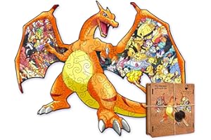 ACTIVE PUZZLES Puzzle de Madera Anime Japones con Piezas de Diferentes Diseños 24 x 26 cm 70 Piezas (Lizardon)