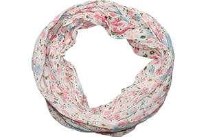 beybey® Damen Seide Loop Schal mit Blumenmuster - wunderschön und fein - Seidenschal - Loop Schal Damen - Schlauchschal Damen