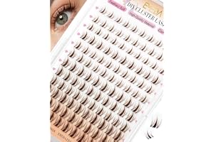 EMEDA Naturliga Brun klusterfransar Wispy Anime DIY ögonfransförlängning Mörkbruna individuella kluster lashes D-Curl Med Transparent & Mjuk Band 8mm 10mm 12mm 14mm Mix Lätt att applicera