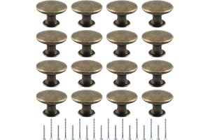 Moicstiy 16 st antik brons kök skåpknoppar handtag drar, 30 mm vintage rund låda knopp drar för byrå, skåp, badrum