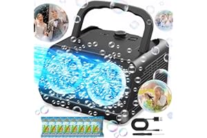 Plug In Bubble Machine Tecnock, Automatic Bubble Blower 20000+ Bubbles Per Min, Upgrade Bubble Maker for Kids Toddler, Portable Bubble Maker with 2 Fans,Outdoor Toys for Parties Birthday