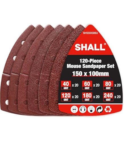 Senmai Tools Disco abrasivo da 125 mm, 100 dischi abrasivi circolari, carta vetrata 8 fori