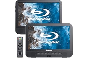 NAVISKAUTO Lecteur DVD Blu Ray，10,1" Double écran Voiture support la vidéo 1080p, Dolby Audio, Sortie HDMI, Lecteur Blu Ray Portable avec Batterie Rechargeable, USB SD (Un Lecteur et Un Moniteur)