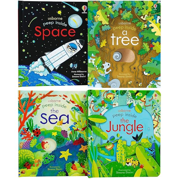 Peep Inside 6 Books Collection Box Set by Usborne (Zoo, Animal