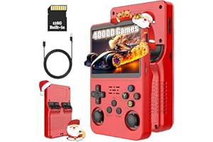 KINMRIS R36S - Console da gioco in stile retrò, 3,5 pollici, schermo IPS da 128 g, oltre 40.000 giochi, console di gioco portatile per bambini e adulti, supporta più emulatori (rosso scuro)