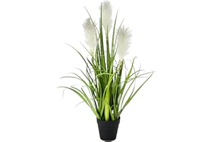 Flair Flower Erba artificiale di pampa in vaso, erba di piuma, erba di mare, fiori di seta, cespuglio decorativo, piante artificiali, erba solitaria, erba ornamentale, erba pampa, erba artificiale