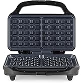 Salter Double Waffle Maker – Non-Stick Dual Waffle Iron Plates, Deep Fill Belgian & American Waffle Machine, Automatic Temper