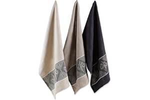 DII 100% Baumwolle, maschinenwaschbar, Everyday Kitchen Basic, Ultra saugstark, Jacquard Dekorative Dishtowel 45,7 x 71,1 cm Set von 3 – Fleur de Lis Basic Jacquard Fleur De Lis