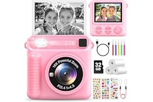 LUVTOY Camara Fotos Infantil Instantanea, 2,4 Pulgada Cámara Instantánea Niños con Tarjeta de 32 GB y Papel de Impresión,1080P Cámara de Fotos Infantil Regalos de Juguete para Niños de 3 a 12 Años