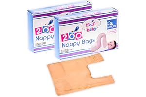 MAX SOLUTIONS Sacs jetables parfumés et hygiéniques avec poignée à nouer - pour couches de bébé (2 paquets, 400 sacs)
