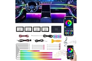 SUNSHINE SMILE Kit Luce Ambientale per Auto, Striscia LED RGB Interni, 18in1 con APP e Telecomando, Illuminazione Fredda