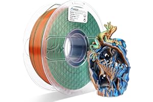 AMOLEN Filament PLA Silk Pour Imprimante 3D, PLA Tricolore Bleu, Vert, Orange 1.75mm, Filament Changeant de Couleur 1.75, Bobine de 1kg (2.2lbs)