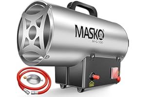 Masko® Radiateur soufflant à gaz Canon à Chaleur Chauffage Radiant de Chantier Générateur d'air Chaud, Argent, 10 KW