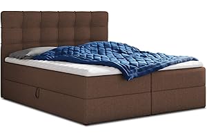 ‎SOFNET Boxspringbett Best mit 2 Bettkästen, Doppelbett mit Bonell-Matratze und Topper, Polsterbett, Bett, Bettgestell, Stilvoll, Schlafzimmer (Braun (Inari 24), 180 x 200 cm)