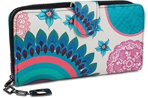 styleBREAKER Monedero con Motivo de Flores étnicas y floración, diseño Vintage, Cremallera, Mujeres 02040040