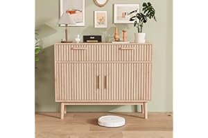 FOERPL - Aparador para comedor, muebles de almacenamiento para sala de estar con 2 puertas y cajones (mueble de almacenamiento de bahut de comedor para cocina, pasillo (color madera C)